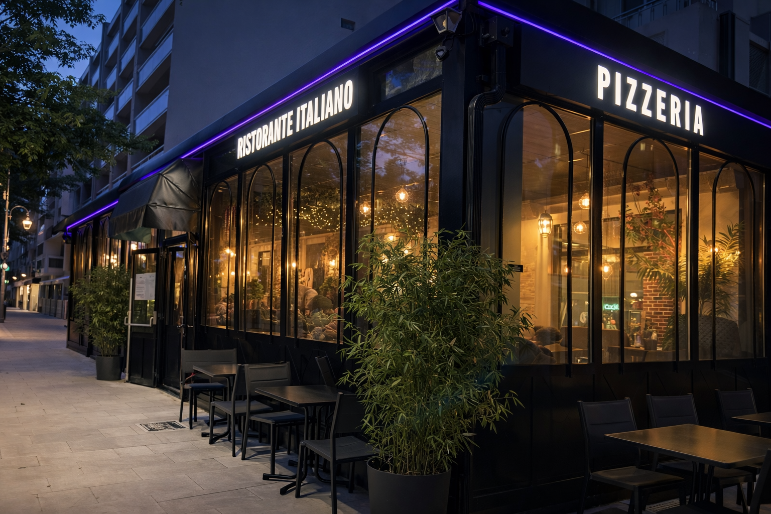 Façade de Pizza Nofa, pizzeria artisanale à Arcachon, face à la gare SNCF